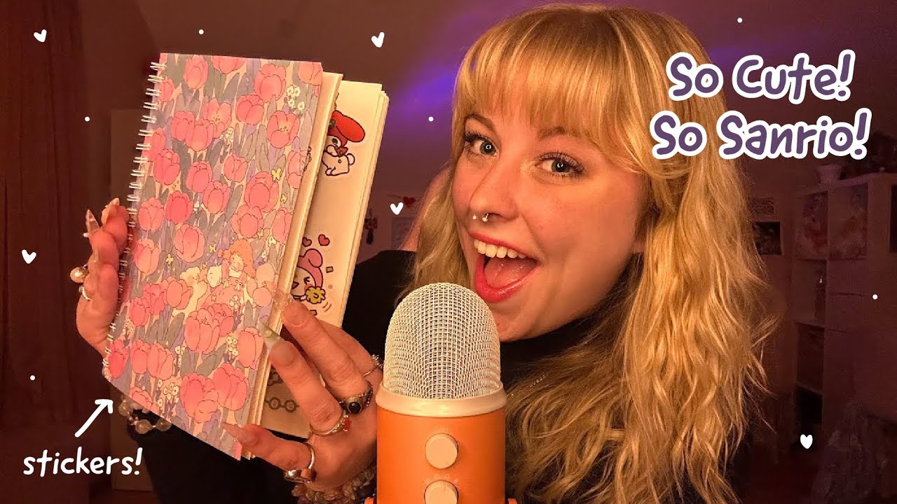 ASMR Showing u My Sticker Collection! Sticker Book Flip Through, Rambling, Tapping, Mouth Sounds ✨🩷