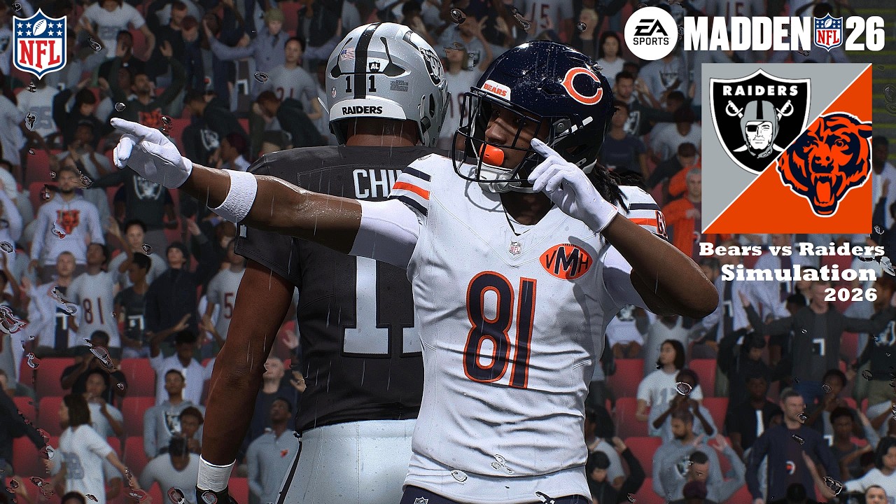 Madden 26: Chicago Bears против Las Vegas Raiders (обновленный состав Madden 27), симуляция 2026,...