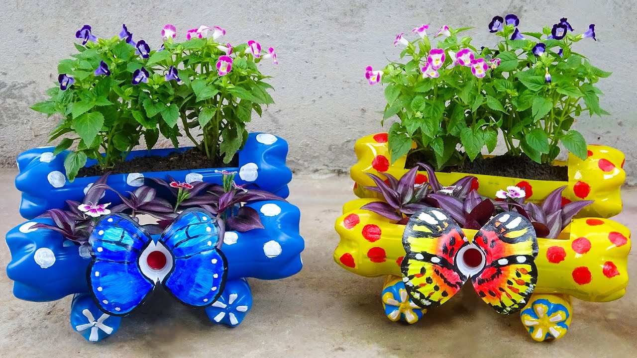 Unique Garden - Beautiful Colorful Flower Pots Ideas From Recycled Plastic Bottles