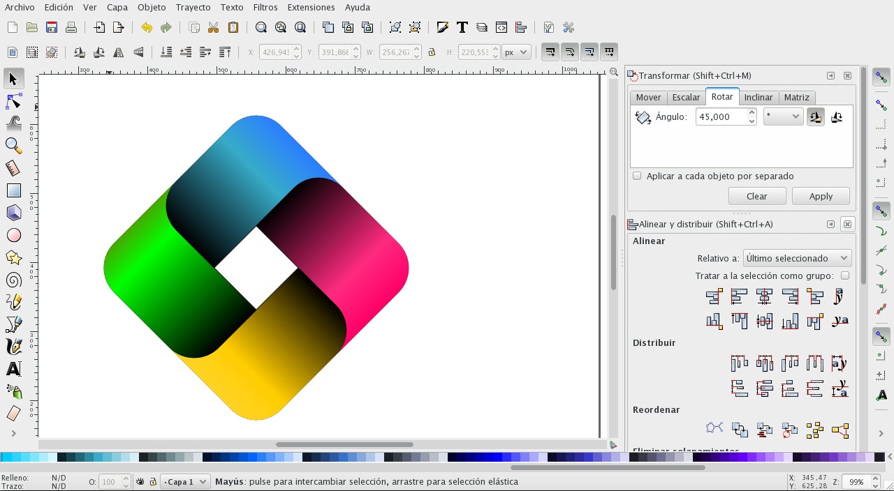 INKSCAPE 51 - Como hacer un logotipo con sombras, degradados e intersección de formas.
