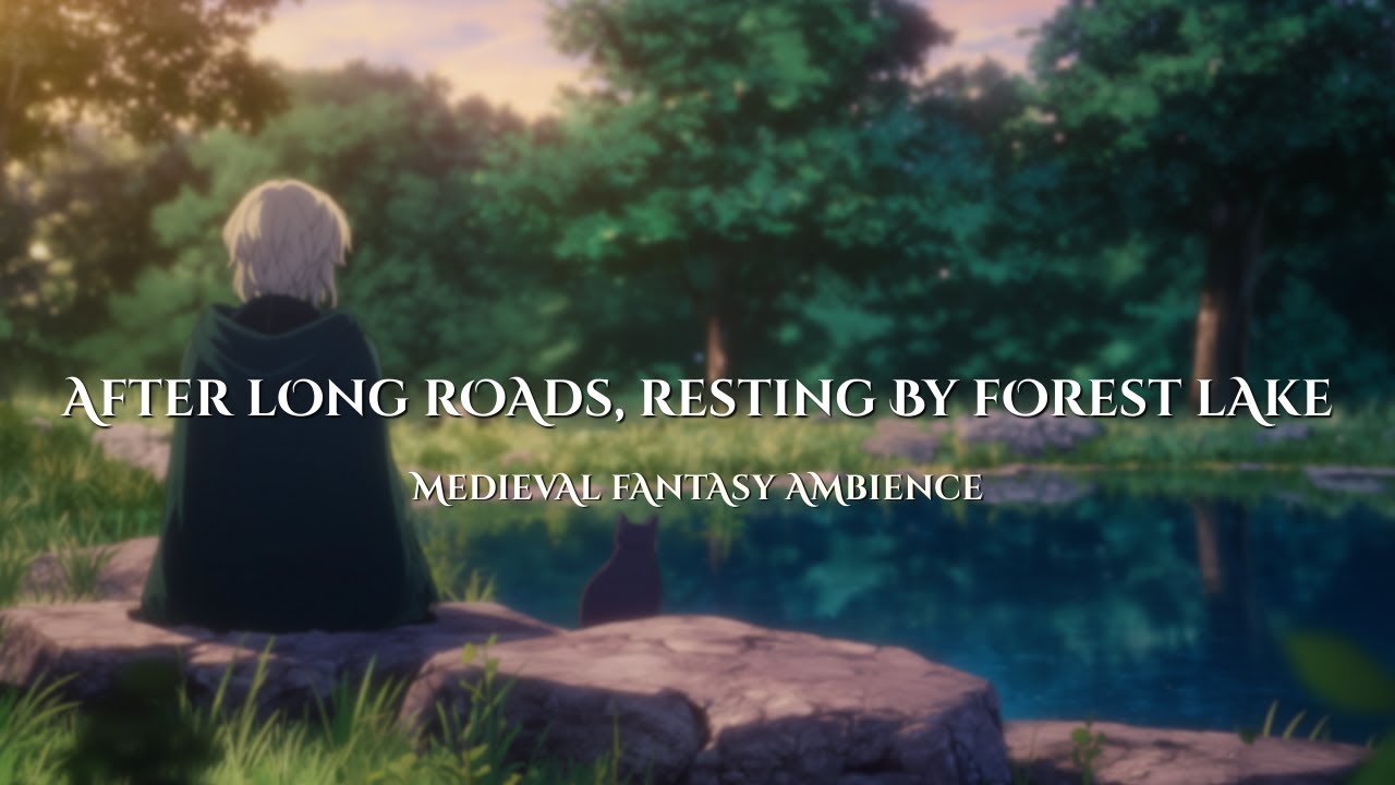 Medieval Fantasy Ambience | Resting by the Quiet Forest Lake at Dusk • Relax & Study