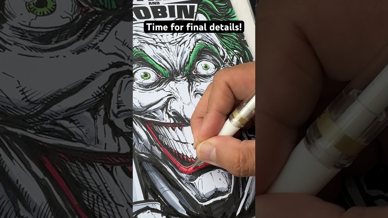 Drawing THE JOKER on a BATMAN AND ROBIN Sketchcover!