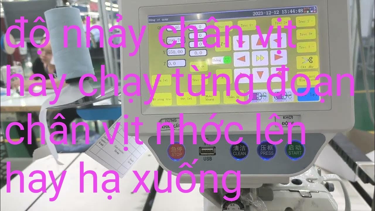 máy lập trình độ nhảy chân vịt và cùng 1 đường may mình có thể chỉnh chân vịt đoạn nhớc cao đoạn hạ