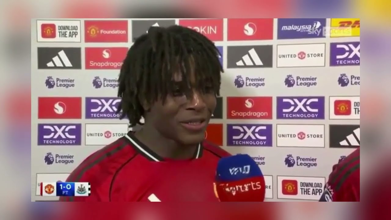Patrick Dorgu’s reaction to his first goal for Manchester United at Old Trafford😳