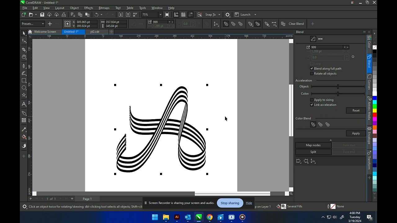 HOW TO CREATE A 3D RIBBON LOGO USING LETTER A WITH BLEND TOOL #coreldraw #logodesign #graphicdesign