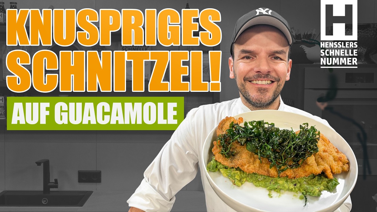 Pfefferschnitzel auf Guacamole mit knusprigem Rucola