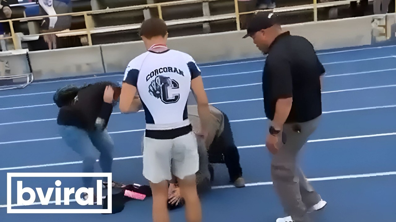 Kid Steps Onto Track In Middle Of Sprint
