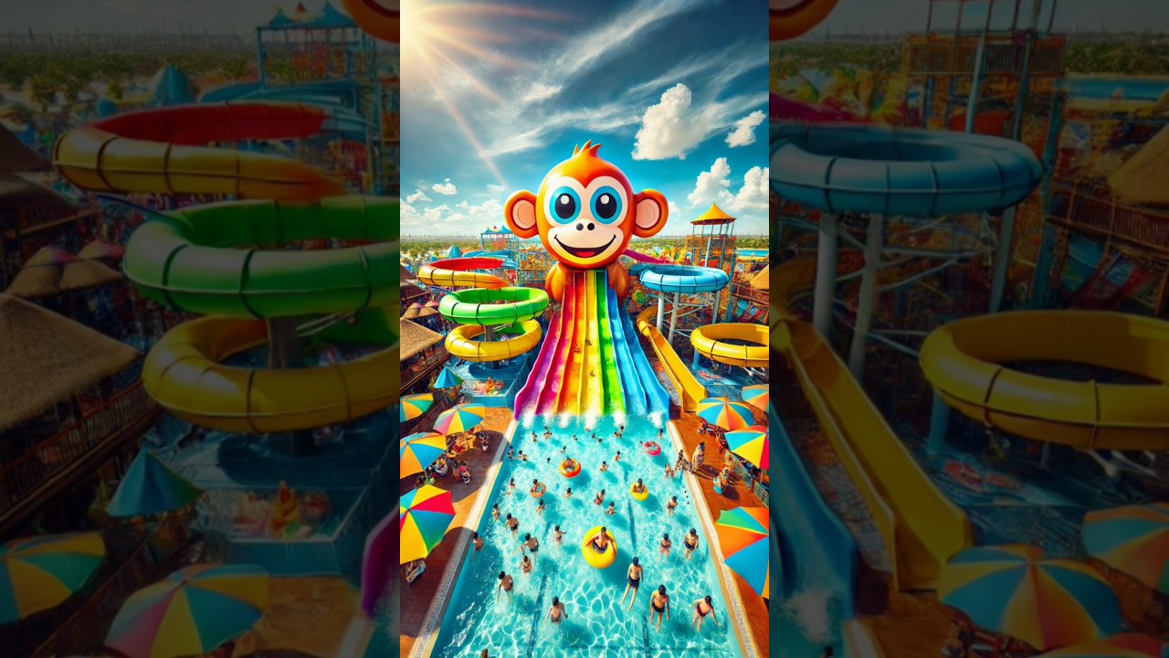 Evolution of Monkey : Big Water Slide ❤ Meaw Verse ✅ #cat #cute #love #shorts
