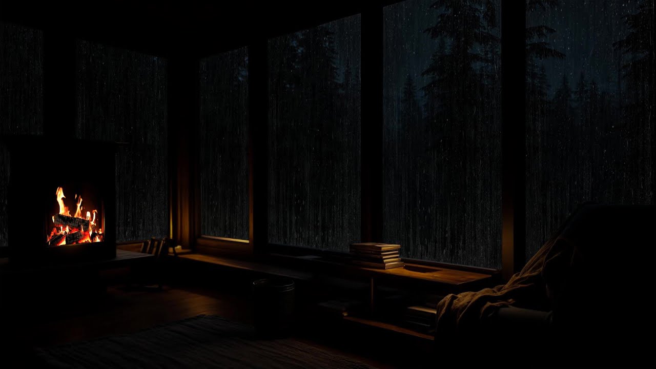 Let the Gentle Rain and Crackling Fireplace Bring You Calm | Deep Rest & Sleep Ambience