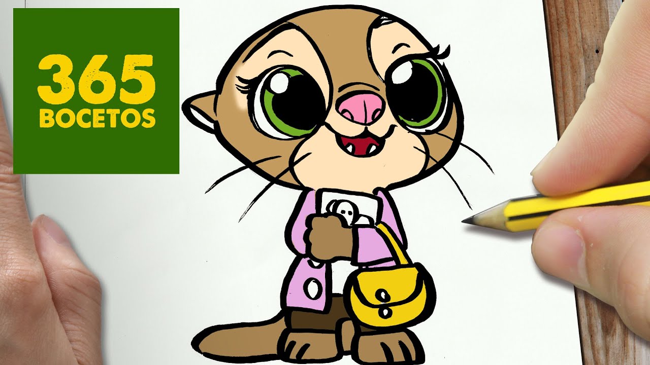 COMO DIBUJAR MRS OTTERTON ZOOTOPIA KAWAII PASO A PASO - Dibujos faciles - How to draw MRS OTTERTON