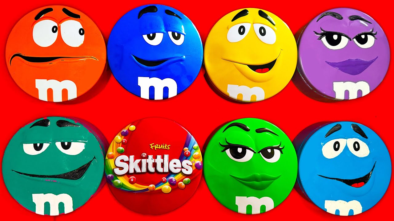 Satisfying Video | Lovely Unpacking Radiant Skittles and Yummy M&M'S Candy From Mystery Tins ASMR