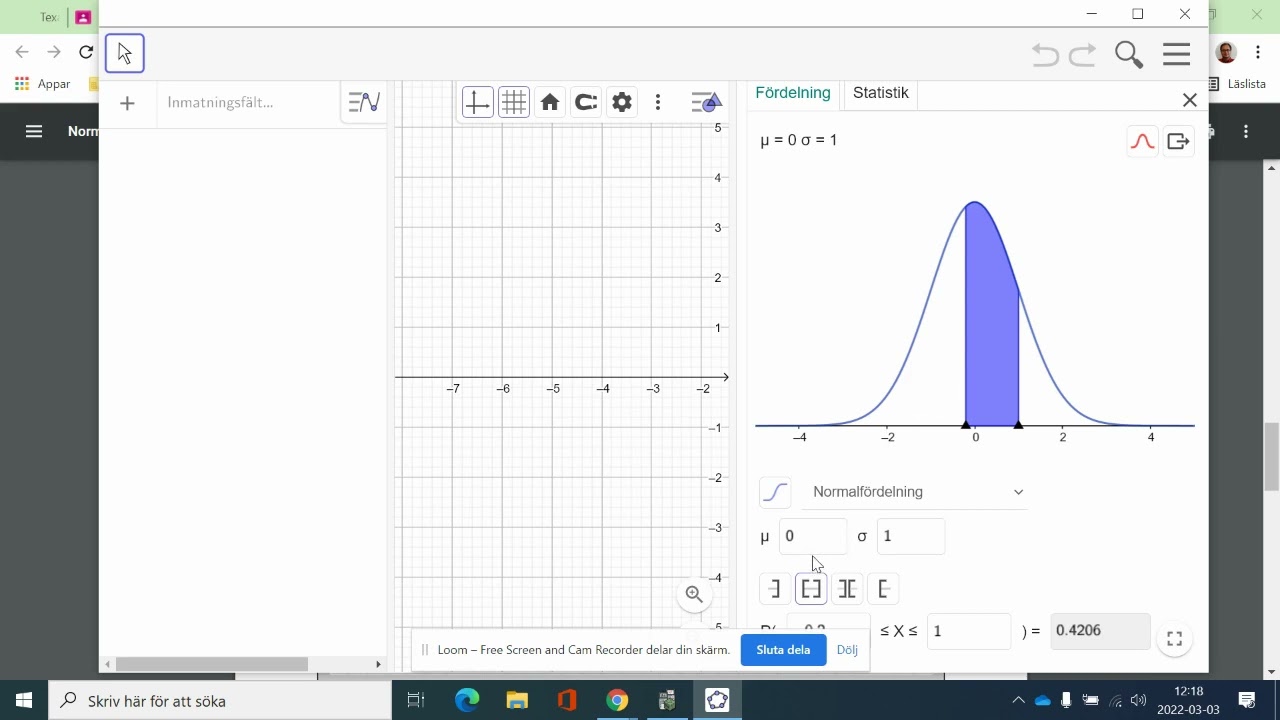 Normalfördelning på Geogebra och Texasräknare