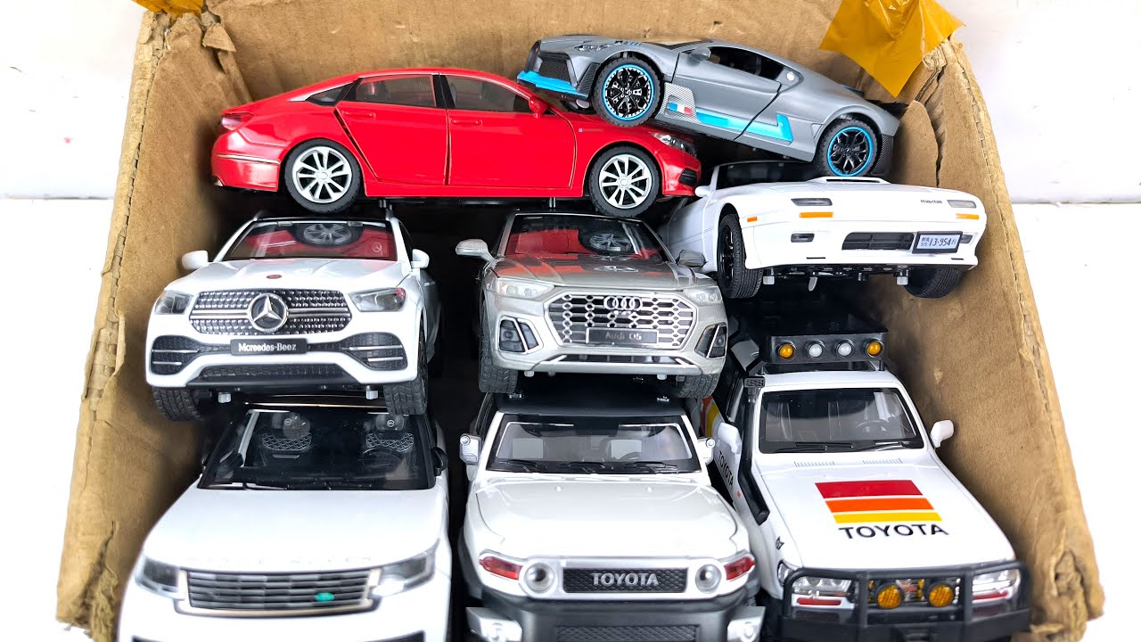 Box Full of Model Cars -Mazda Mx5, Koenigesgg Jesko, Lamborghini Scv12, Byd Yang Wang U8, Toyota Car