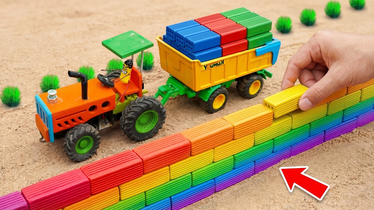 Top Most Creative Building a Rainbow House Using Tons of Bricks | DIY Mini Tractor