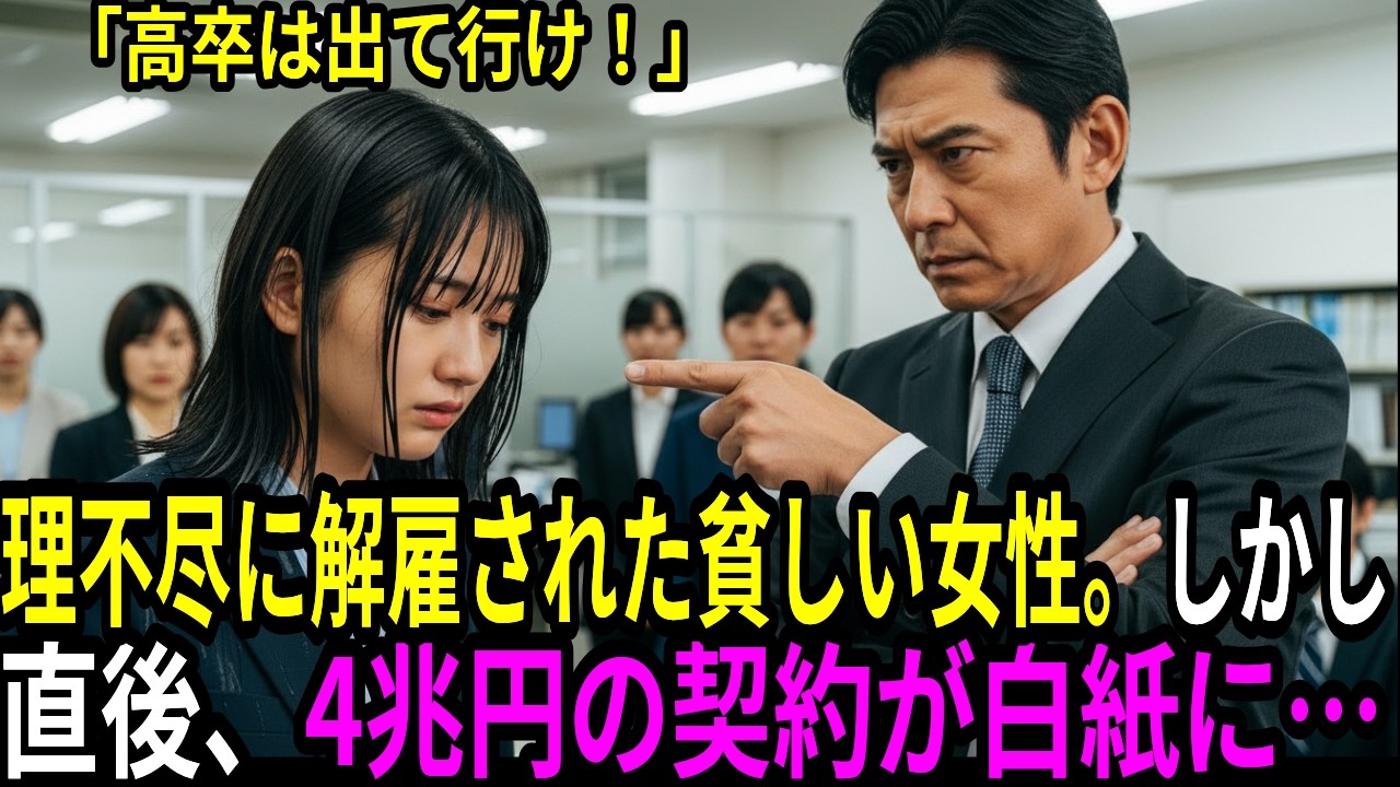 「高卒のゴミは失せろ！」老人を助けた女性を解雇したエリート部長。老人の正体が明かされた瞬間、4兆円の契約が白紙に…【感動する話】【朗読】