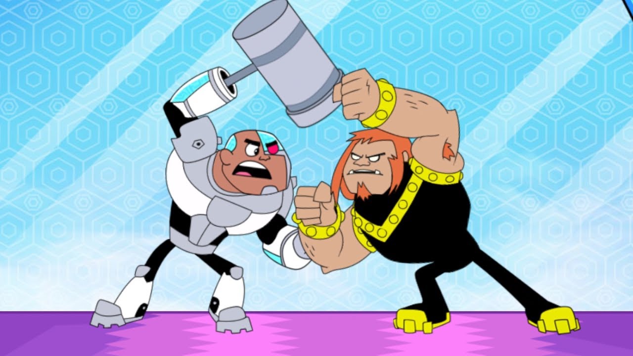 Teen Titans Go: Jump City Rescue - Cyborg and Mammoth Have A Strength Contest (CN Games)