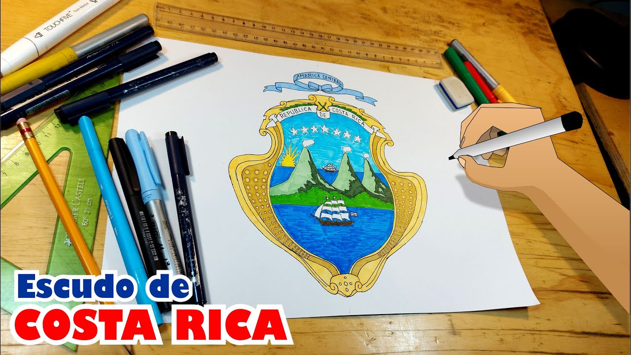 Cómo dibujar el escudo de Costa Rica paso a paso