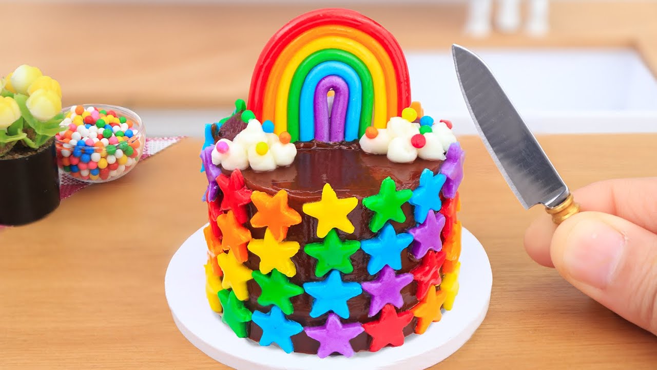 Tiny Rainbow Star Sign Chocolate Cake 🍰 Oddly Satisfying Mini Cake DIY 🌟 Miniature Cakes DA