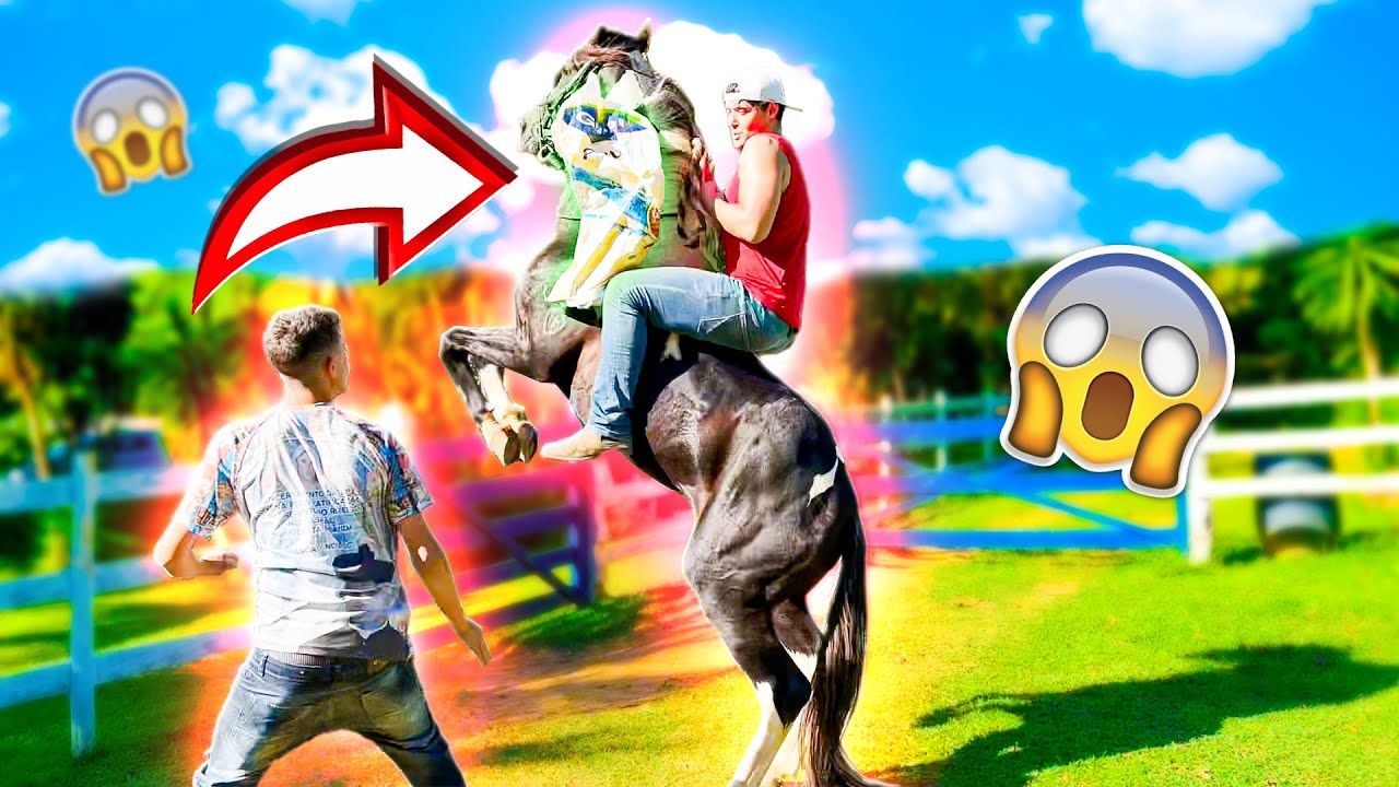 Jogando SACO Embaixo do CAVALO * Pulou Muito 😱