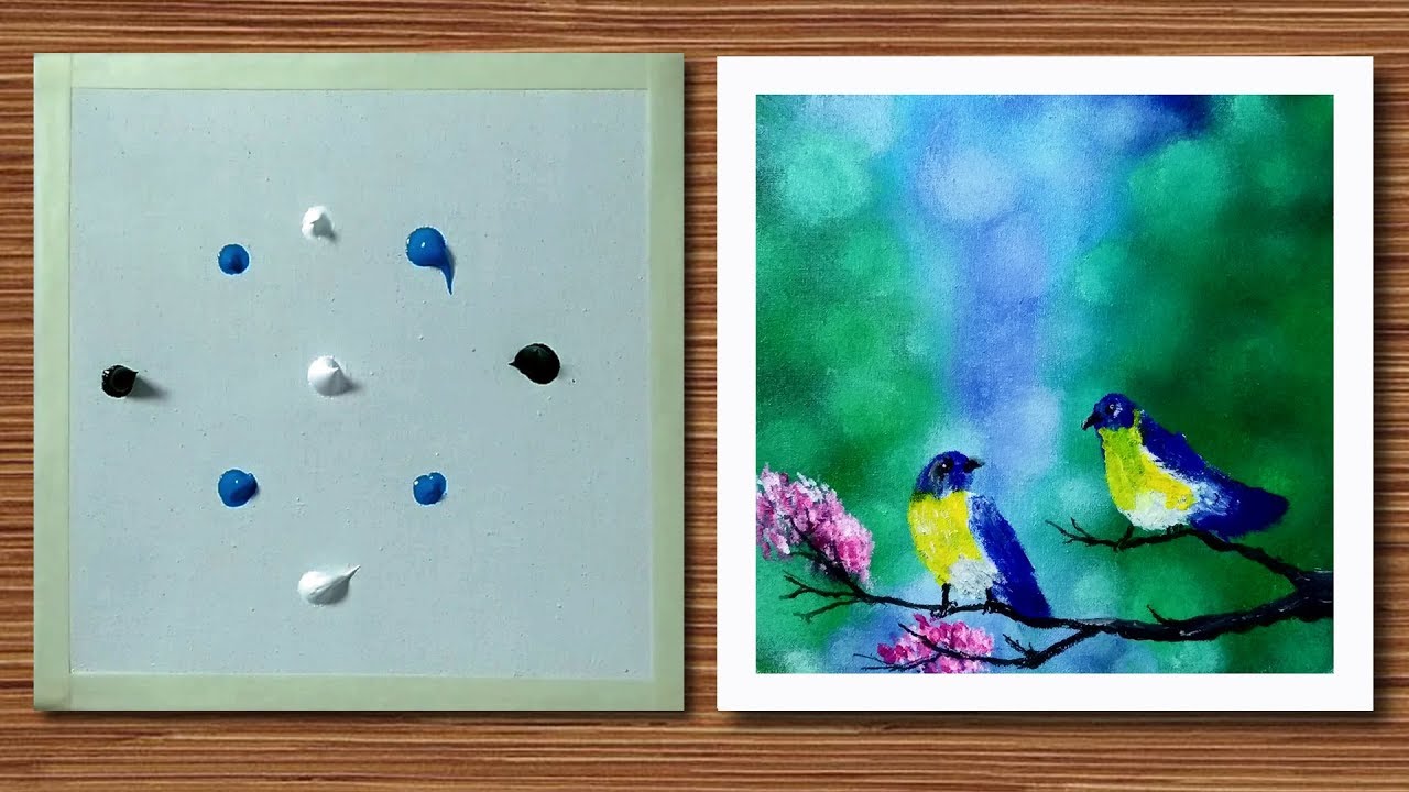 How to Paint a Bokeh background in acrylic - Birds - Relaxing Art