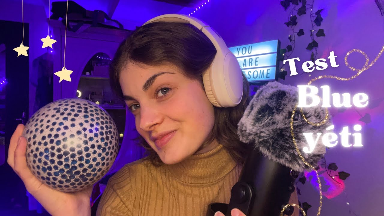 ASMR | Ma première vidéo avec le blue yéti (balle antistress, cuillère, pinceau, massage crânien) 🧸