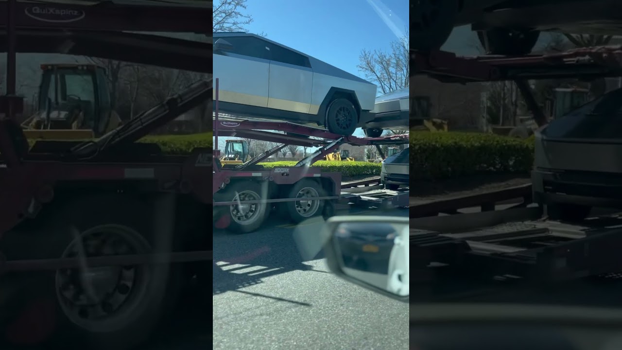 Delivery of 4 Tesla Cybertrucks! Only in NY! #tesla #cybertruck #viral #shorts #nyc