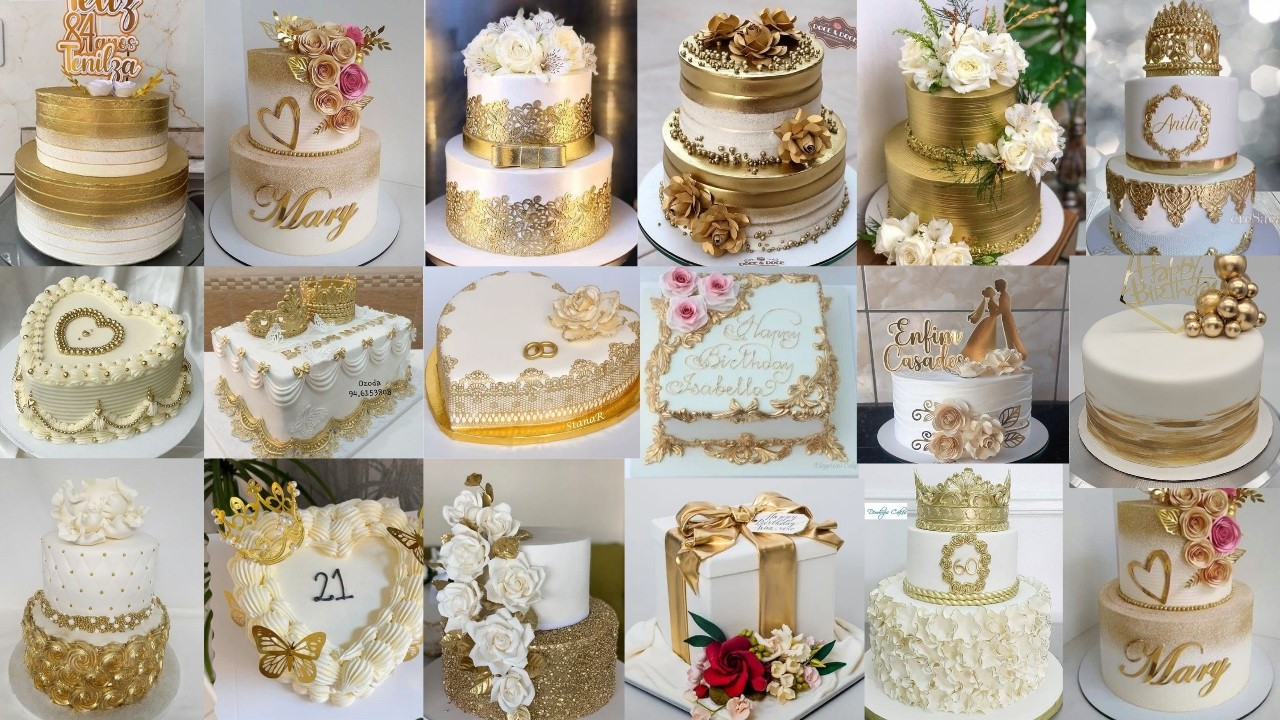 😍🎂Дизайн торта в бело-золотых тонах/Дизайн торта в белом цвете/Украшение торта/Дизайн торта на де...