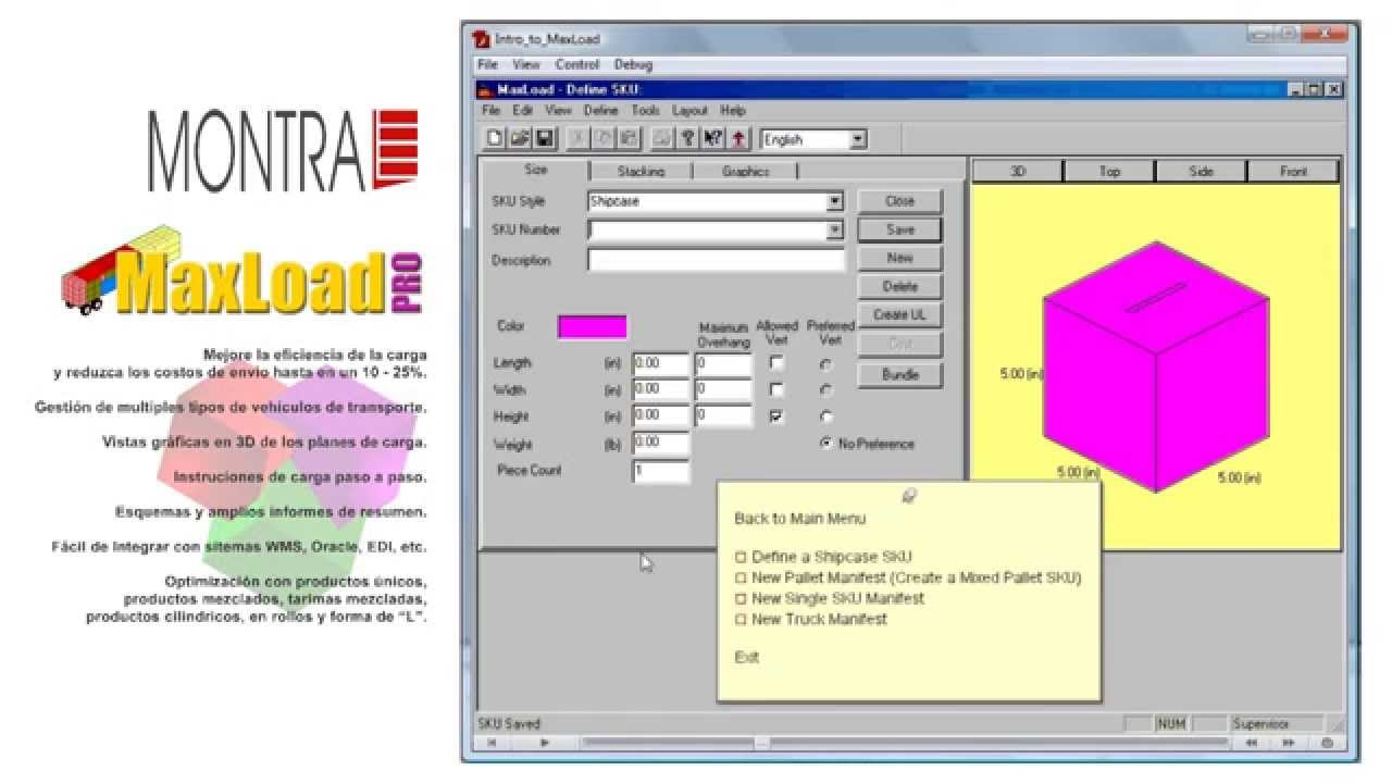 Maxload Pro de Montra Sistema de Optimizacion de cargado de camiones y contenedores