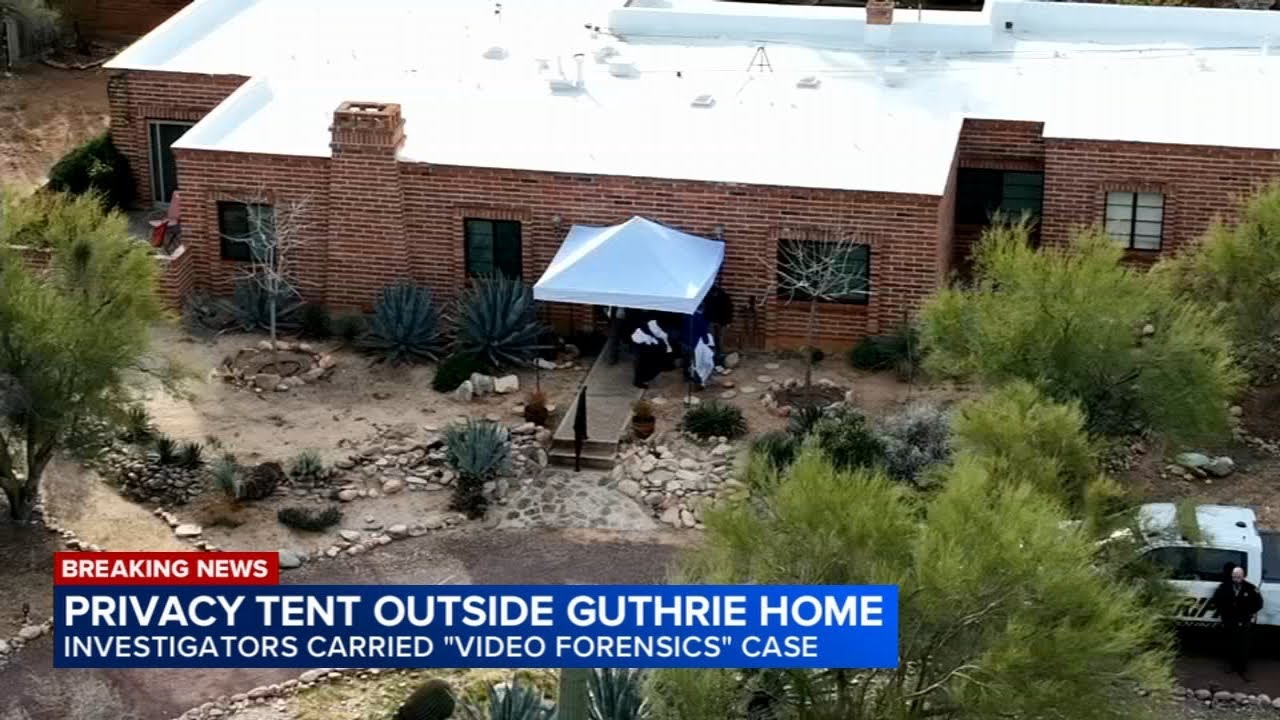 Police tent briefly set up at Guthrie's home as Savannah posts old home video