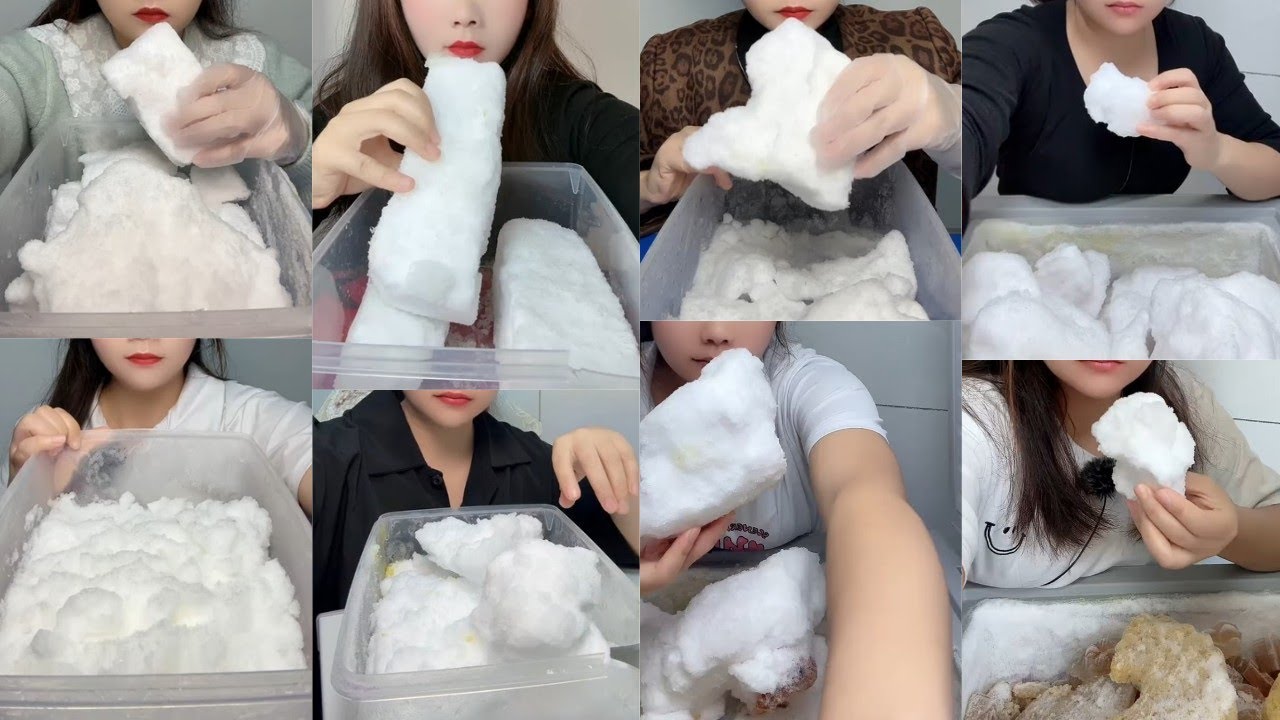 ONLY BITES🔷HER SOLO SOFT SQUEAKY FREEZER FROST EATING COMPILATION🧊