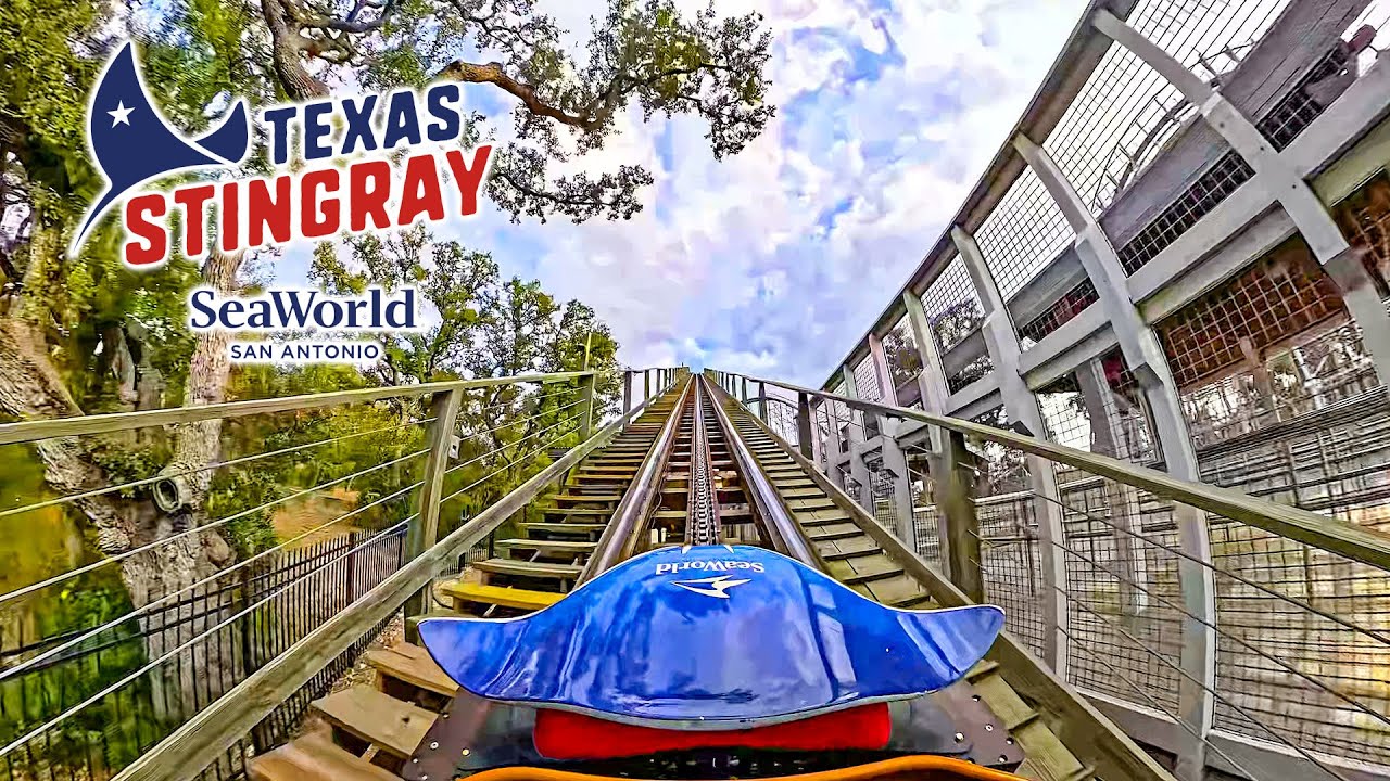 Texas Stingray Roller Coaster On Ride Front Row 4K POV SeaWorld San Antonio 2025 10 24