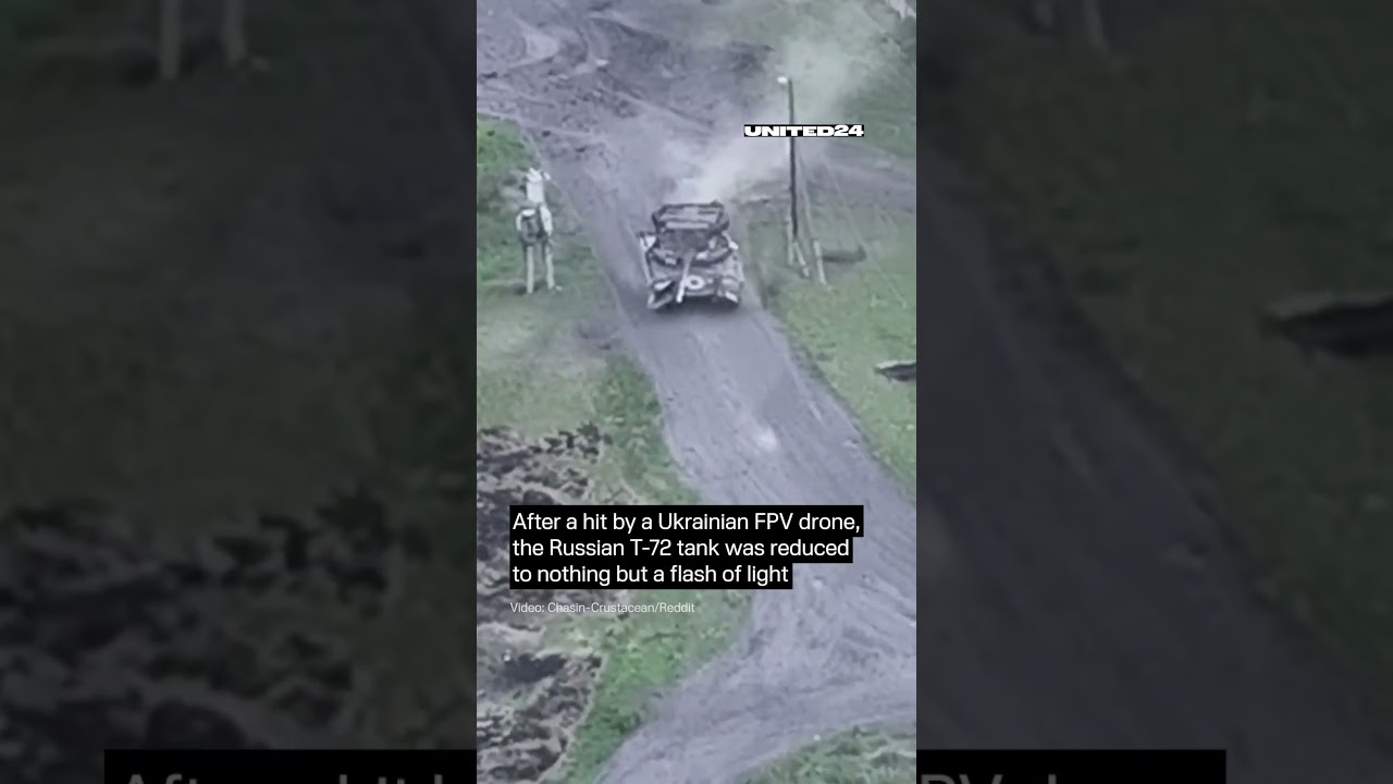 Ukrainian FPV Drone Targeted Russian T-72 Tank #warinukraine