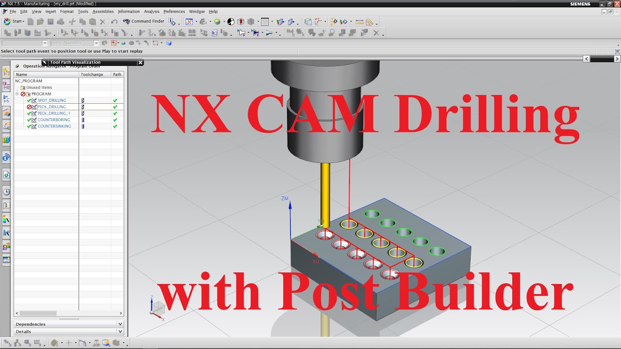NX CAM - How to Create Customized Mill 3axis Fanuc post with NX POST BUILDER & TCL#13 (Drilling)