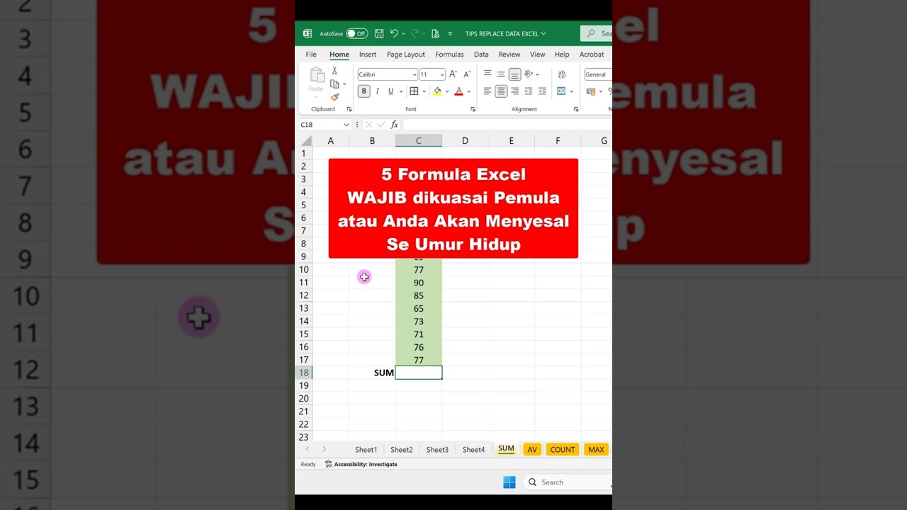 5 Excel Formulas That Beginners Must Master #excel #exceltips #exceltutorial #learnexcelforbeginners