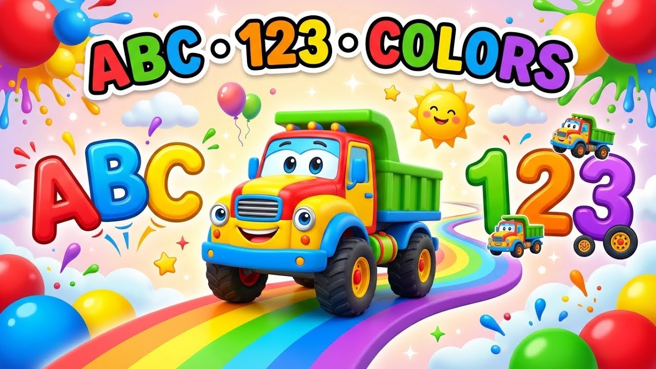 Kids Learning Video  | Learn with Trucks (Colors, Numbers, Alphabets) |  Learn Colors | Learn ABC