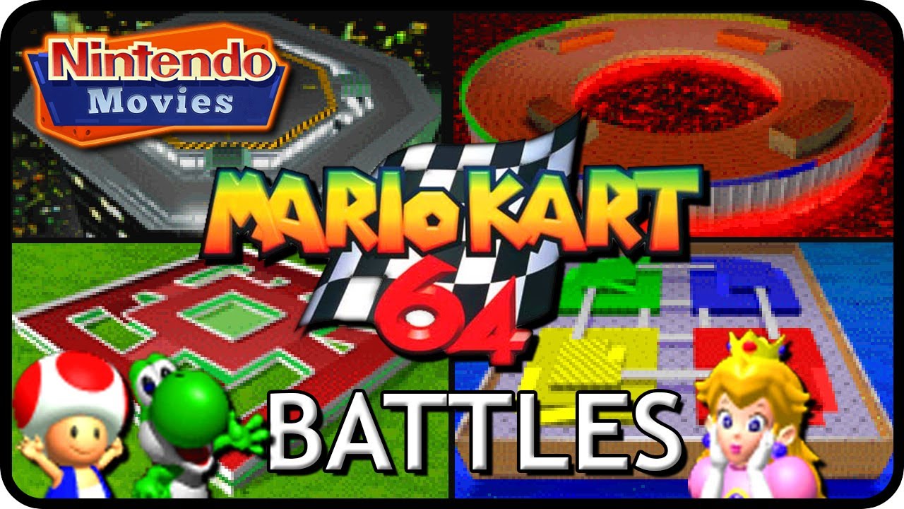Mario Kart 64 - Battle Mode: All Courses (3 Players, Toad vs Yoshi vs Peach)