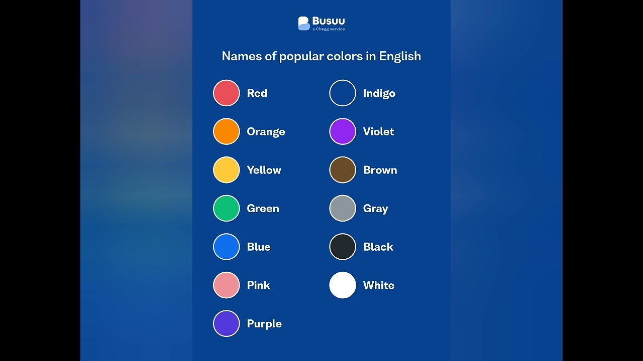 Names of popular colors in English