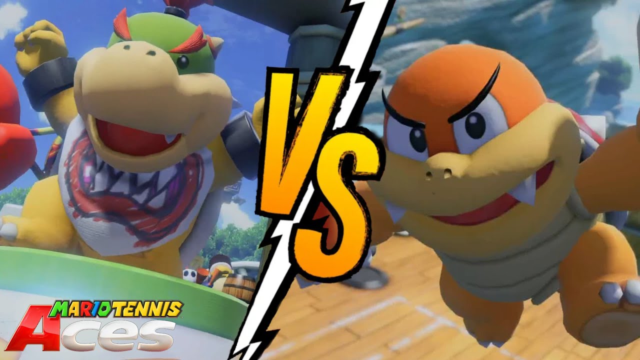 Mario Tennis Aces – Freeplay Mode | Bowser Jr. vs Boom Boom in Inferno Island