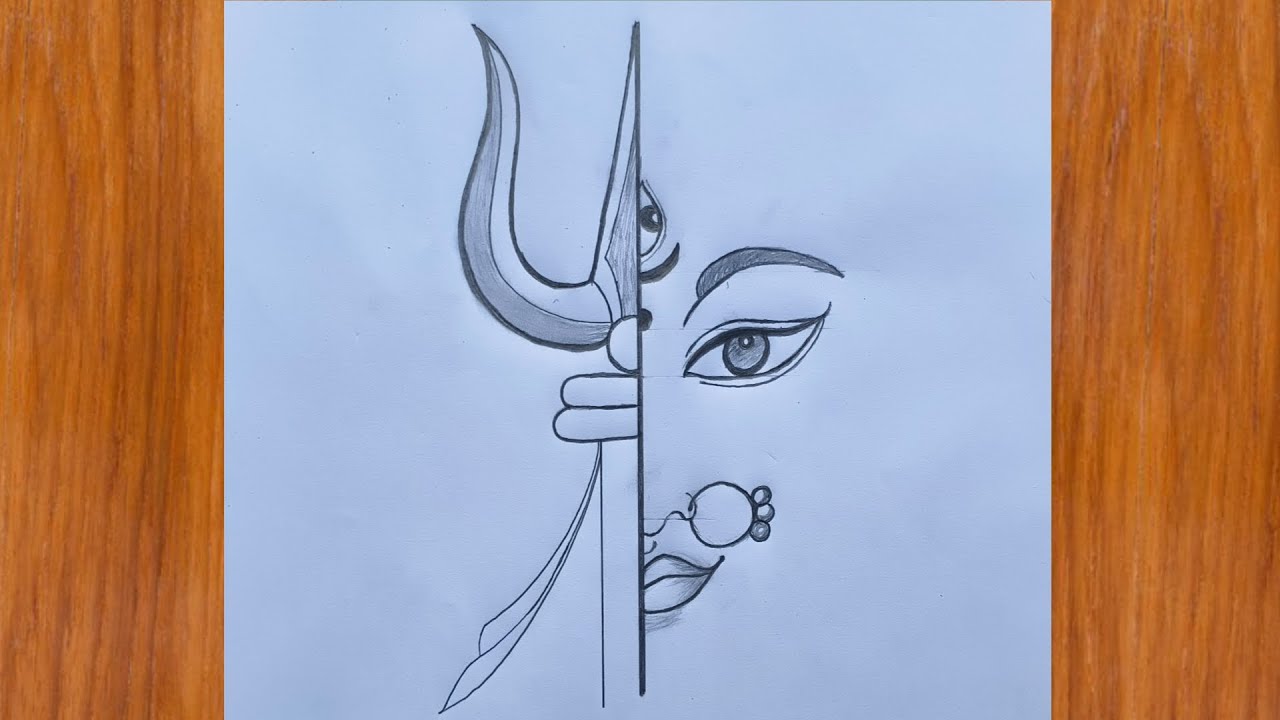 durga maa drawing| devi durga with trishul| chitra