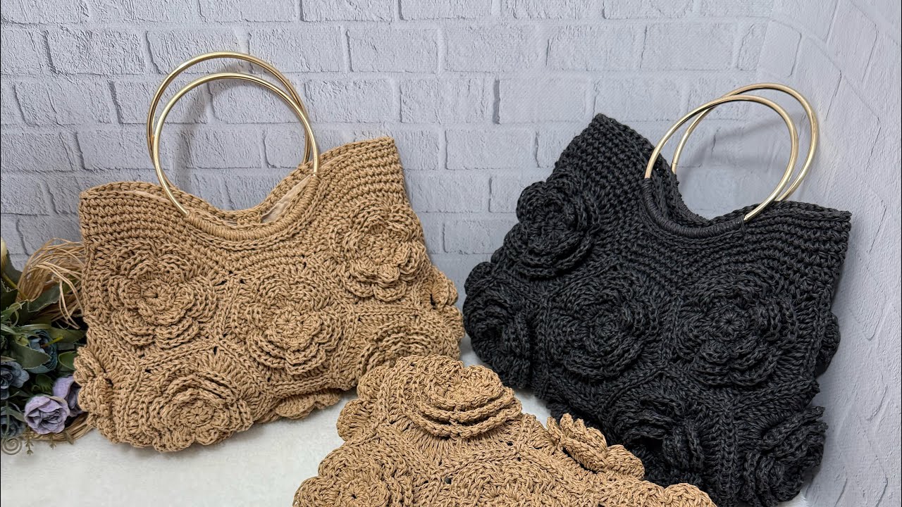 🌺GÜL MOTİFLİ ÇANTA YAPIMI 🌺 ASTAR DETAYI İLE🌸   #gülcanta #knitting #çiçek