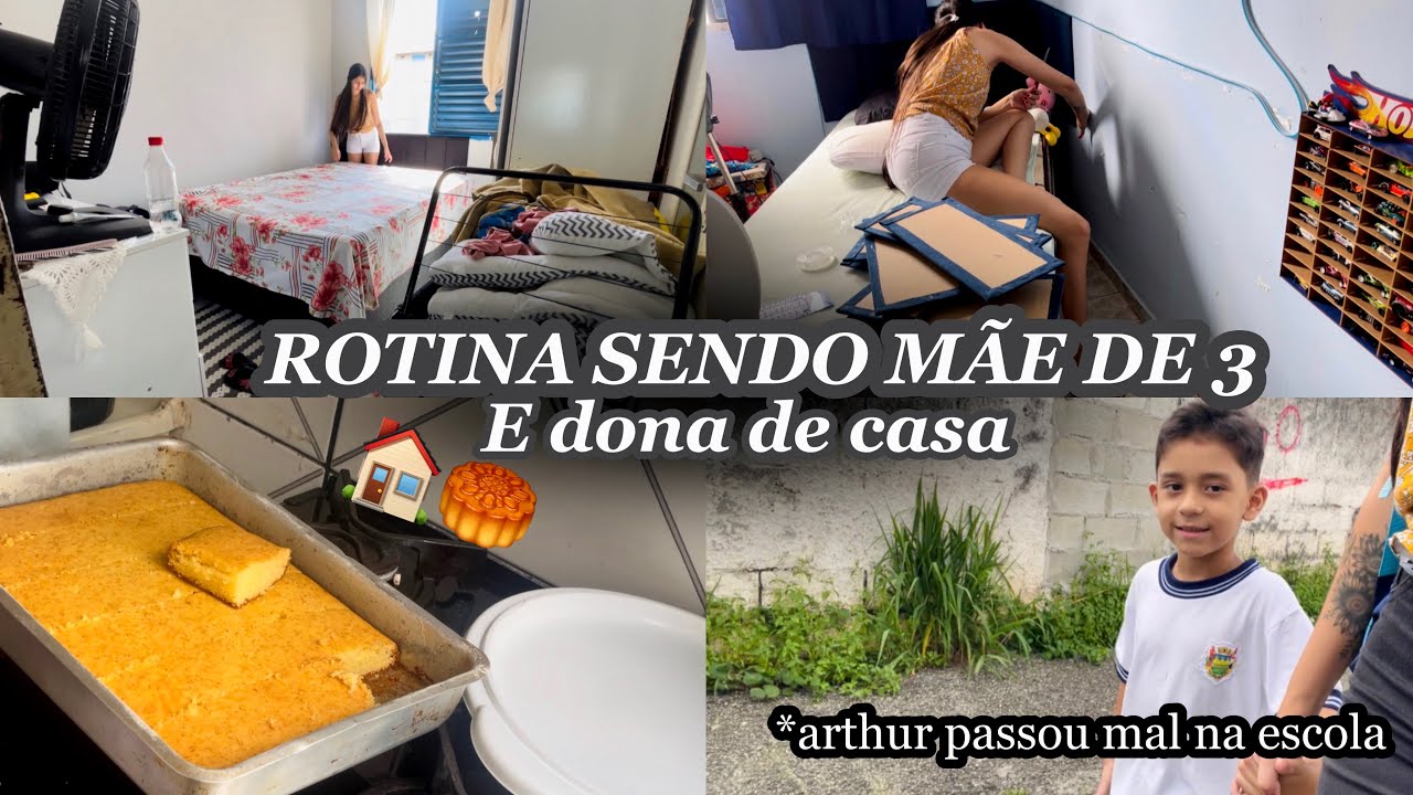 ROTINA DONA DE CASA | MÃE DE 3 | Arthur passou mal na escola | Monique Moraes 