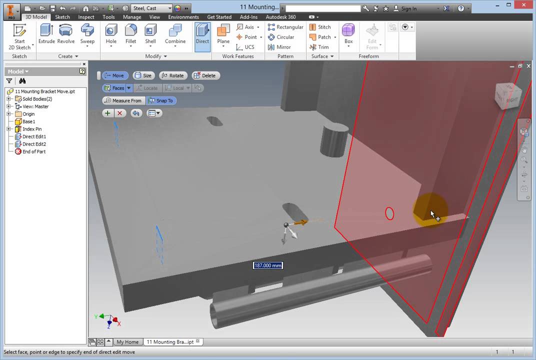 Moving Base Solids Using Direct Manipulation