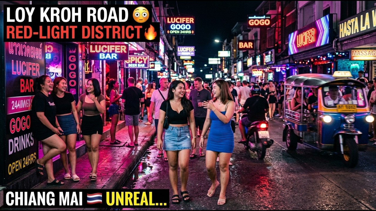 🌃 Redlight District Chiang Mai Nightlife | Old City Center Thailand 🇹🇭 | Real Nightlife Tour 4K