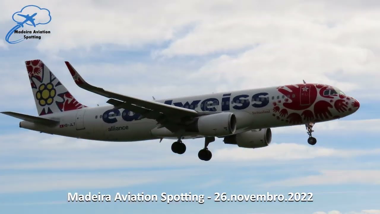 A320 Edelweiss (Help Alliance Livery) a aterrar no Aeroporto Da Madeira