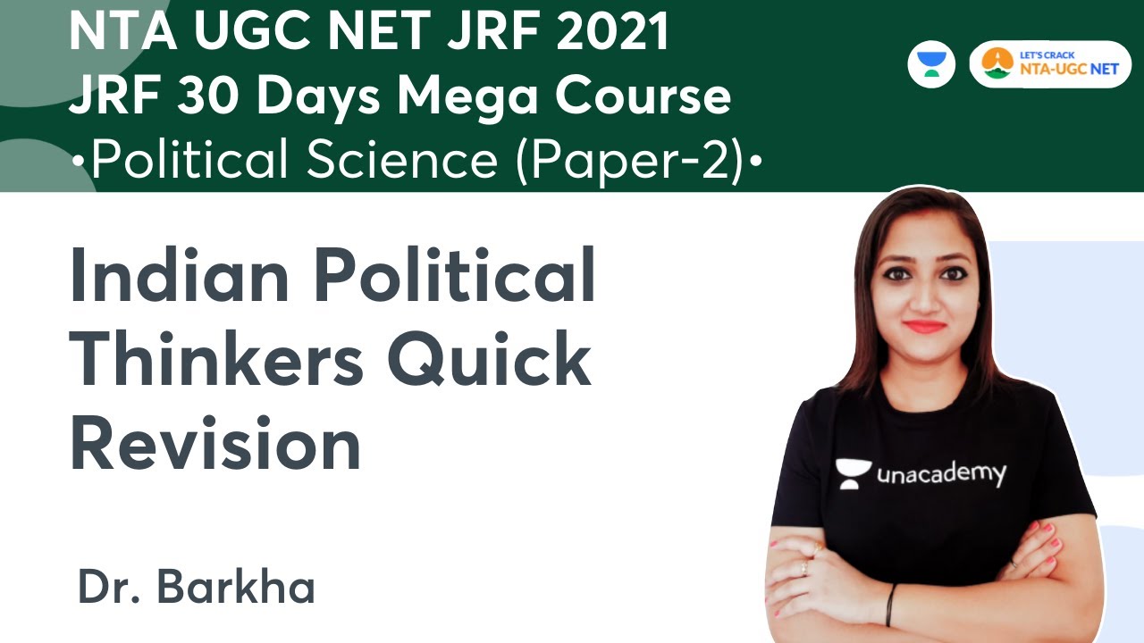 Indian Political thinkers Quick Revision | Political Science | NTA UGC NET-JRF 2021 | Dr. Barkha