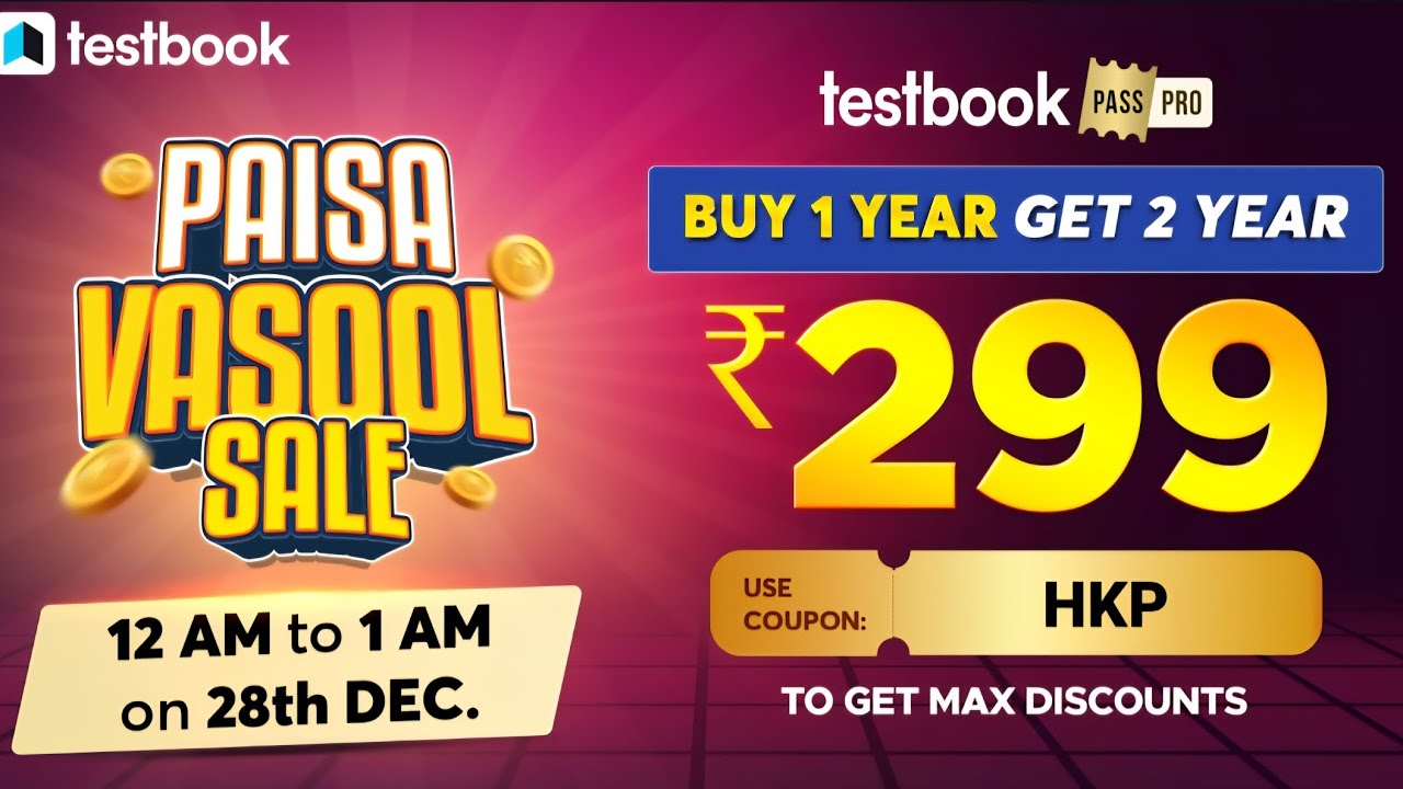 Testbook,Mock Test,Exam Oriented,paisa vasool sale ! 12-1 AM on 28Th Dec!