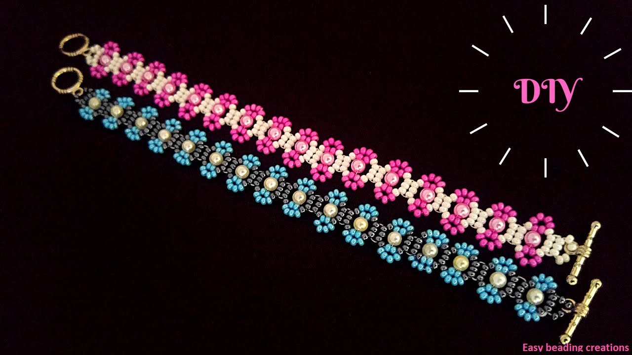 Beaded bracelet tutorial// How to make a bracelet,easy pattern//