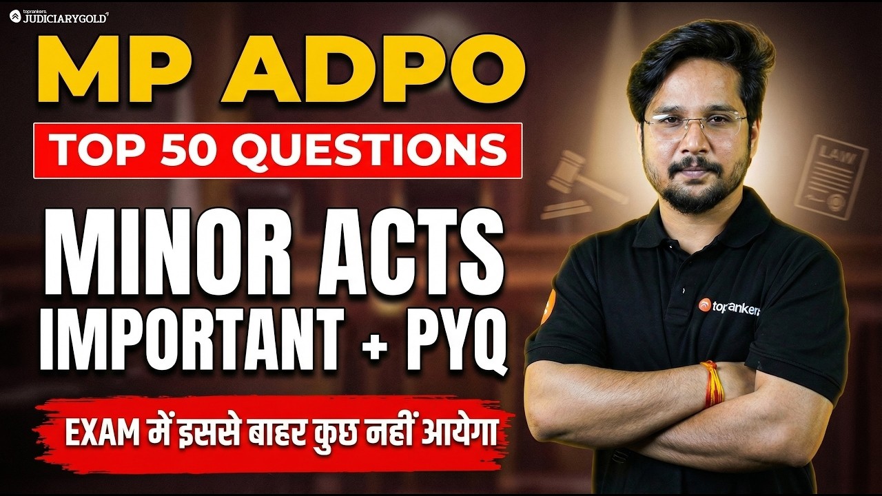 MP ADPO 2026 🔥Top 50 Questions on Minor Acts 🎯Important PYQ + Question Series | High Score Special