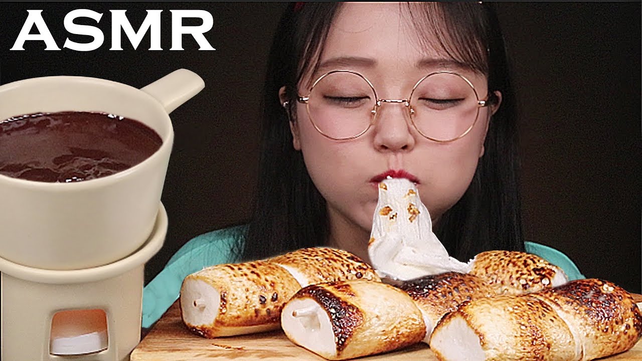 ASMR Съешь зефир и шоколадное фондю | MARSHMALLOWS & CHOCOLATE FONDUE MUKBANG