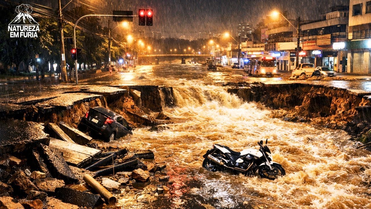 TERROR em Piracicaba (SP): Tempestade Devasta a Cidade, Asfalto RASGADO e Homem &eacute; Arrastado!